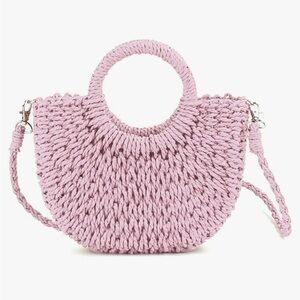 Pink rattan purse